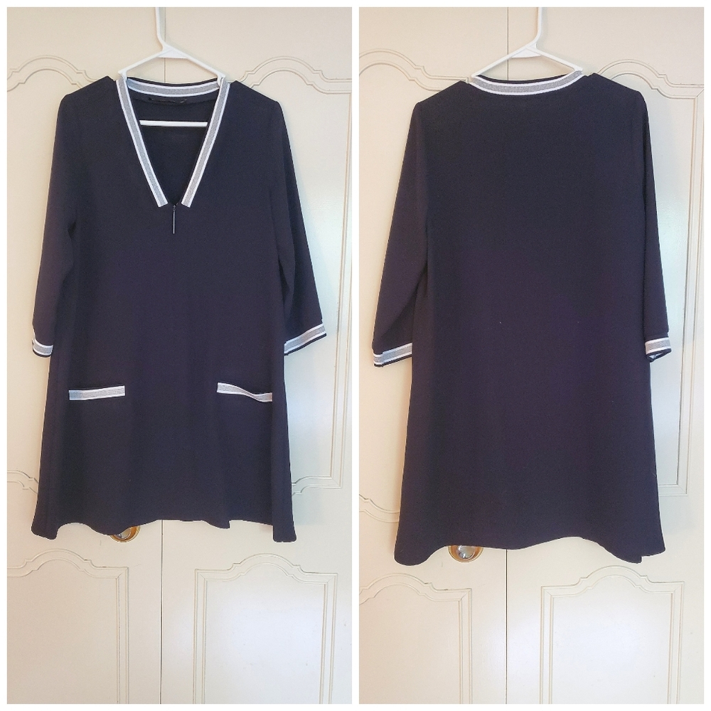 ✴ 2/$20 ZARA black long sleeve shift dress pockets